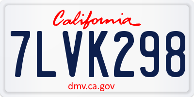 CA license plate 7LVK298