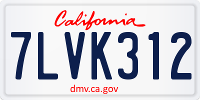 CA license plate 7LVK312