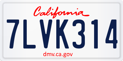 CA license plate 7LVK314