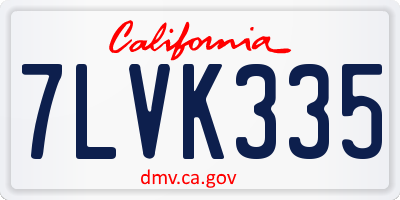 CA license plate 7LVK335