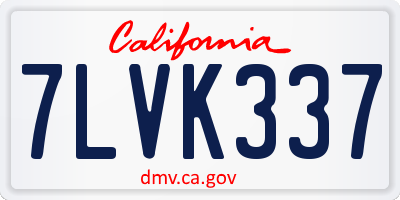 CA license plate 7LVK337