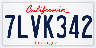 CA license plate 7LVK342