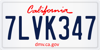 CA license plate 7LVK347