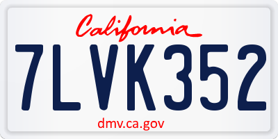 CA license plate 7LVK352