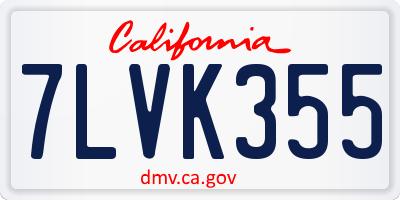 CA license plate 7LVK355