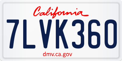 CA license plate 7LVK360