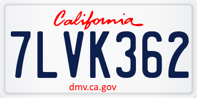 CA license plate 7LVK362