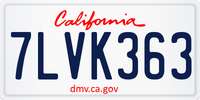 CA license plate 7LVK363