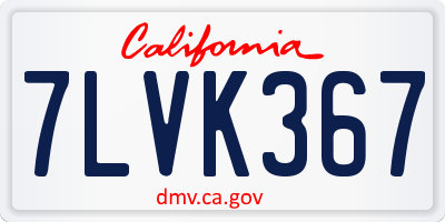CA license plate 7LVK367