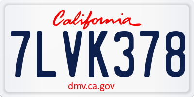 CA license plate 7LVK378