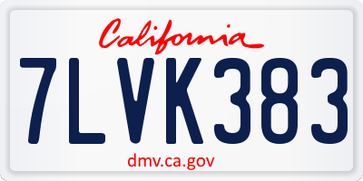 CA license plate 7LVK383