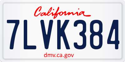 CA license plate 7LVK384