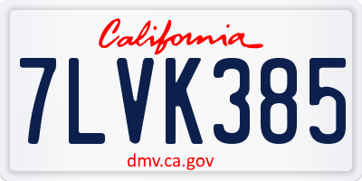 CA license plate 7LVK385