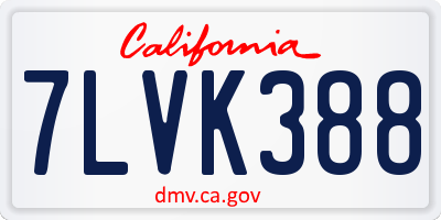 CA license plate 7LVK388