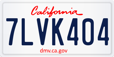 CA license plate 7LVK404