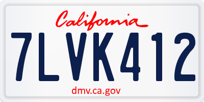 CA license plate 7LVK412