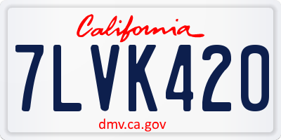 CA license plate 7LVK420
