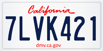CA license plate 7LVK421