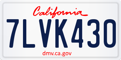 CA license plate 7LVK430