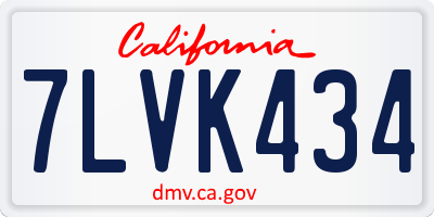CA license plate 7LVK434