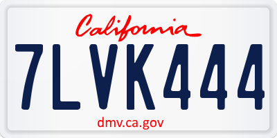CA license plate 7LVK444