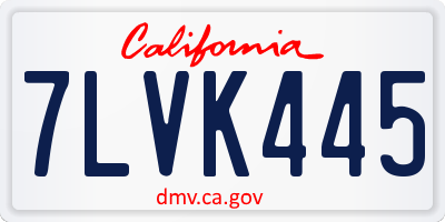 CA license plate 7LVK445