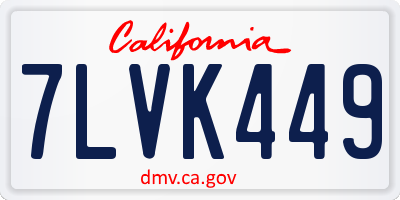 CA license plate 7LVK449