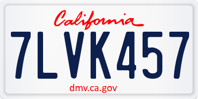 CA license plate 7LVK457
