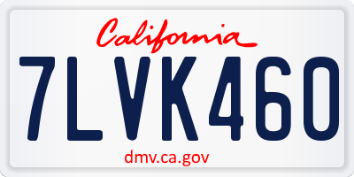 CA license plate 7LVK460