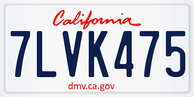 CA license plate 7LVK475