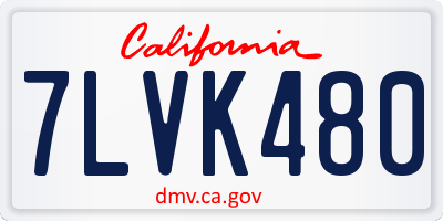 CA license plate 7LVK480