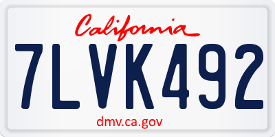CA license plate 7LVK492