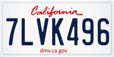 CA license plate 7LVK496