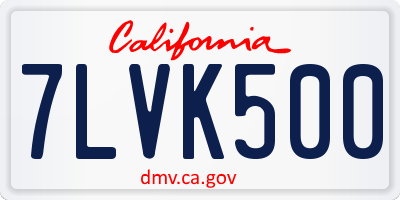 CA license plate 7LVK500