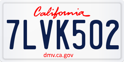 CA license plate 7LVK502