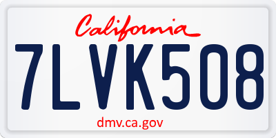 CA license plate 7LVK508