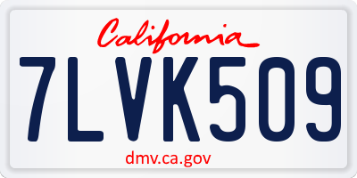 CA license plate 7LVK509