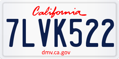 CA license plate 7LVK522