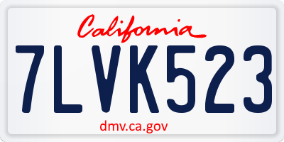 CA license plate 7LVK523