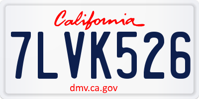 CA license plate 7LVK526