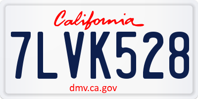 CA license plate 7LVK528
