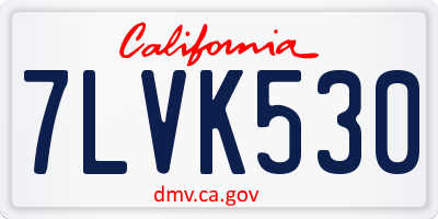 CA license plate 7LVK530