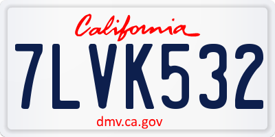 CA license plate 7LVK532