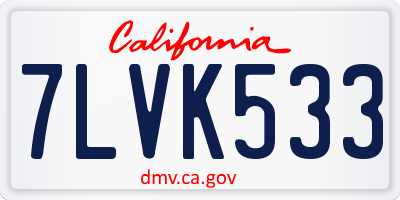 CA license plate 7LVK533