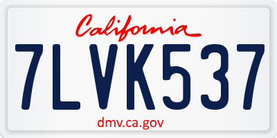 CA license plate 7LVK537