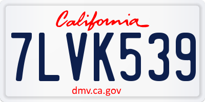 CA license plate 7LVK539