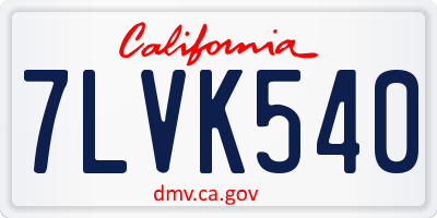 CA license plate 7LVK540