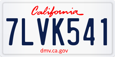 CA license plate 7LVK541