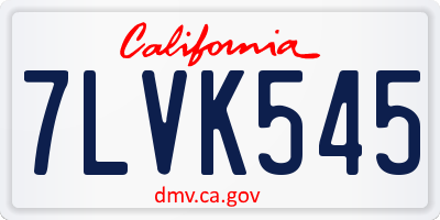 CA license plate 7LVK545