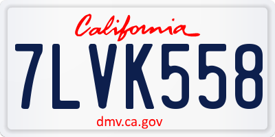 CA license plate 7LVK558